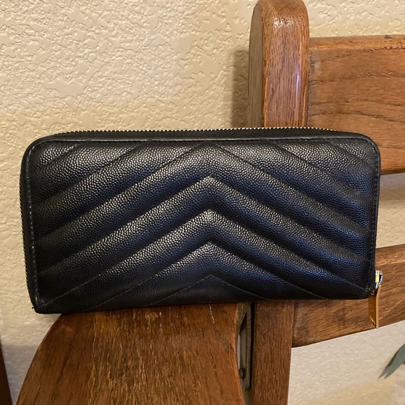 YSL Saint Laurent Matelasse Chevron Leather Zip Around Long Wallet - Picture 2 of 10